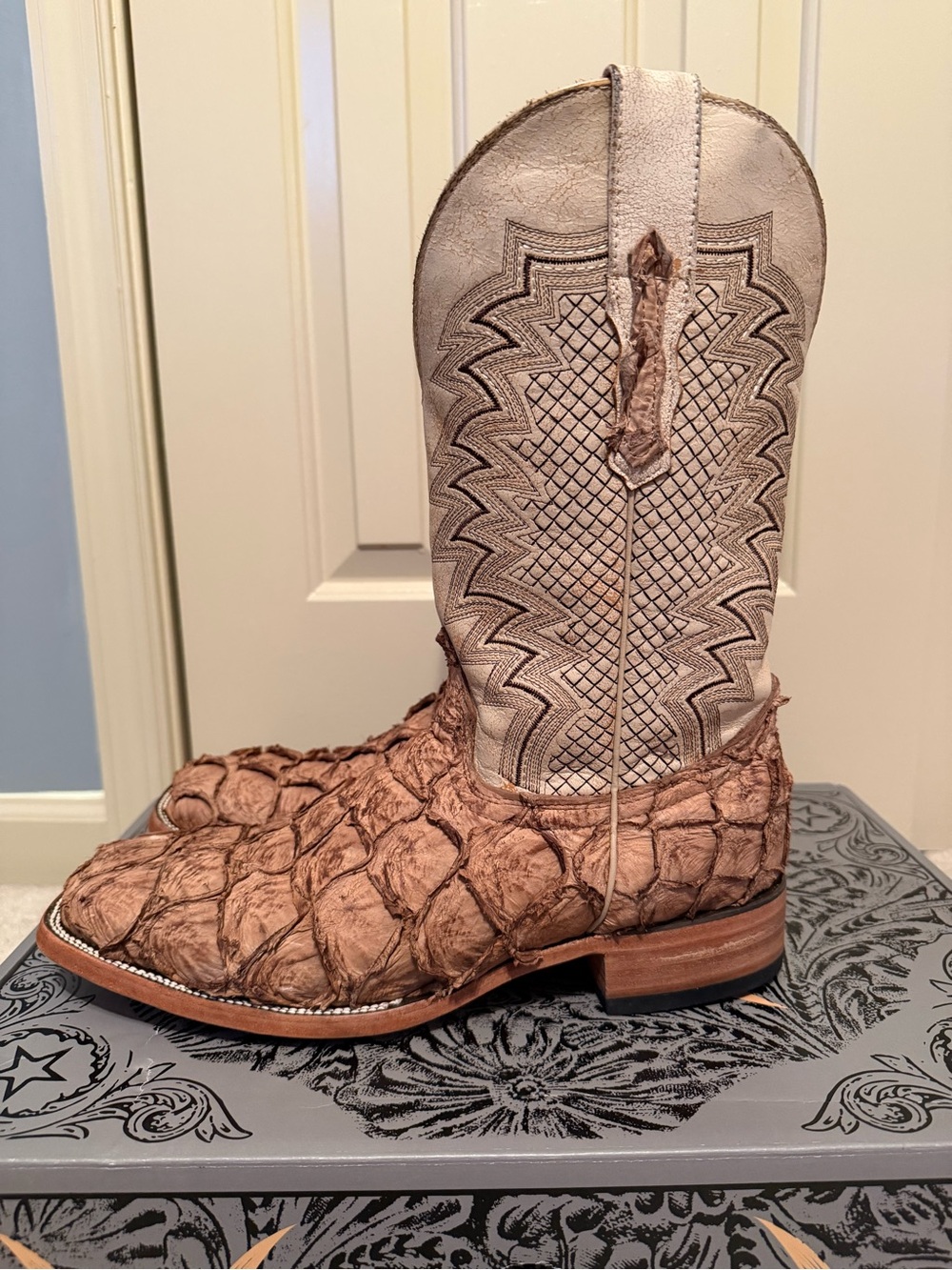 Men’s VACCARI “Dylan” Pirarucu exotic skin boots